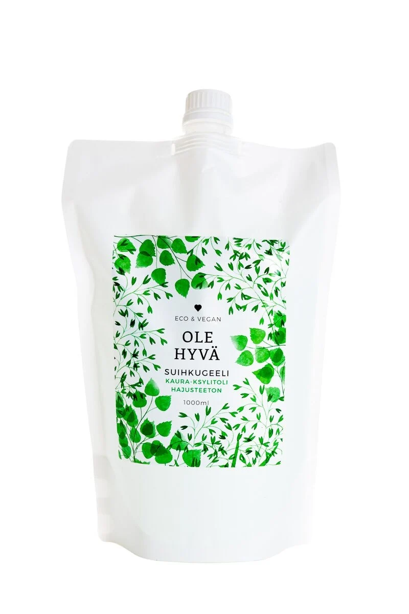 Duschgel, havre-xylitol, doftfri, 1000 ml påfyllningspåse