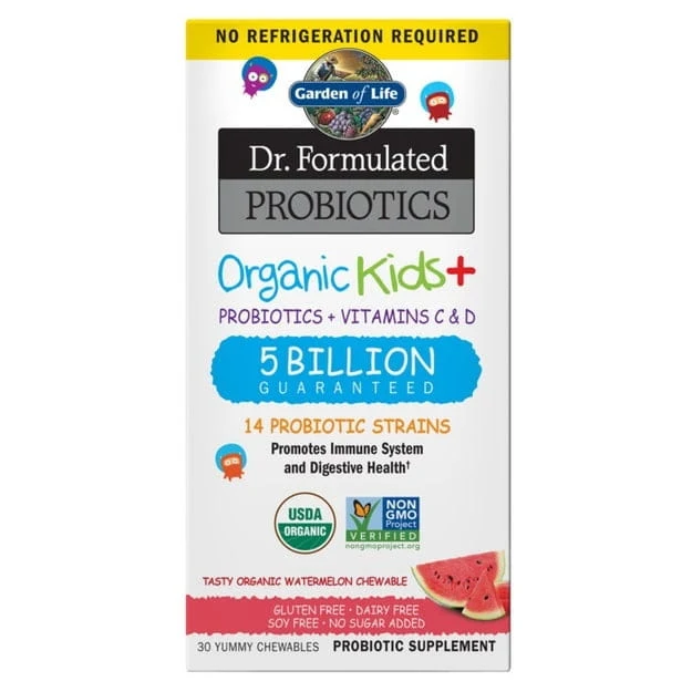 Bio-Kinder + Probiotika + Vitamine C und D mit Wassermelonengeschmack (30 Tabletten) Garden of Life