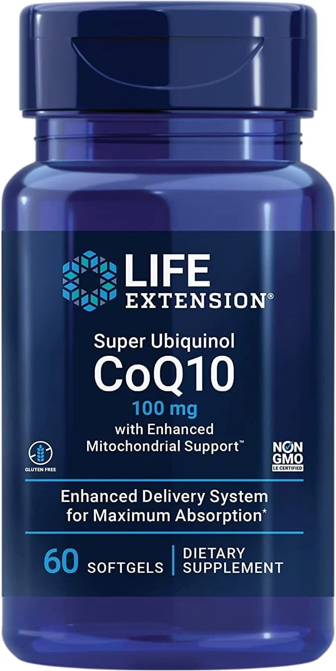 Super Ubiquinol CoQ10 100 mg mit verbesserter mitochondrialer Unterstützung 60 Kapseln Life Extension