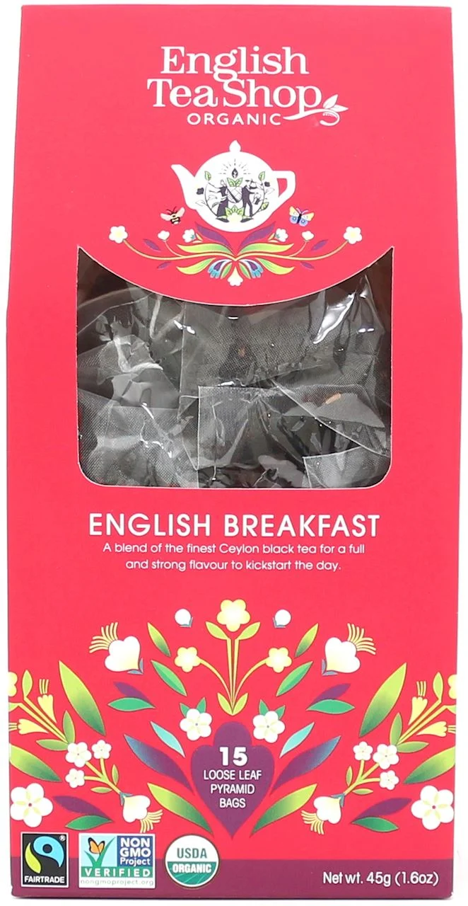 ENGLISH BREAKFAST BIO PIRAMID FAIR TRADE TEA (15 x 3 g) 45 g - ENGLISH TEA SHOP