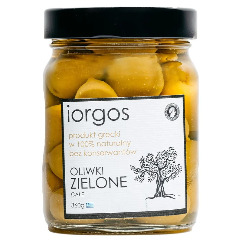 PREMIUM grüne Oliven - ganz IORGOS, 360g