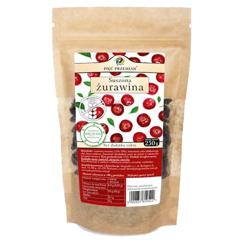 Getrocknete Preiselbeeren, gesüßt mit Apfelsaft von Five Przemian, 250 g