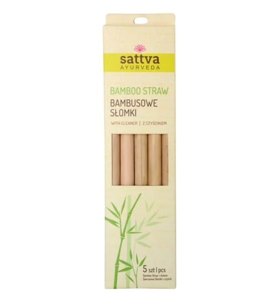 Sattva Bambusstrohhalme mit Reiniger 5 Stk