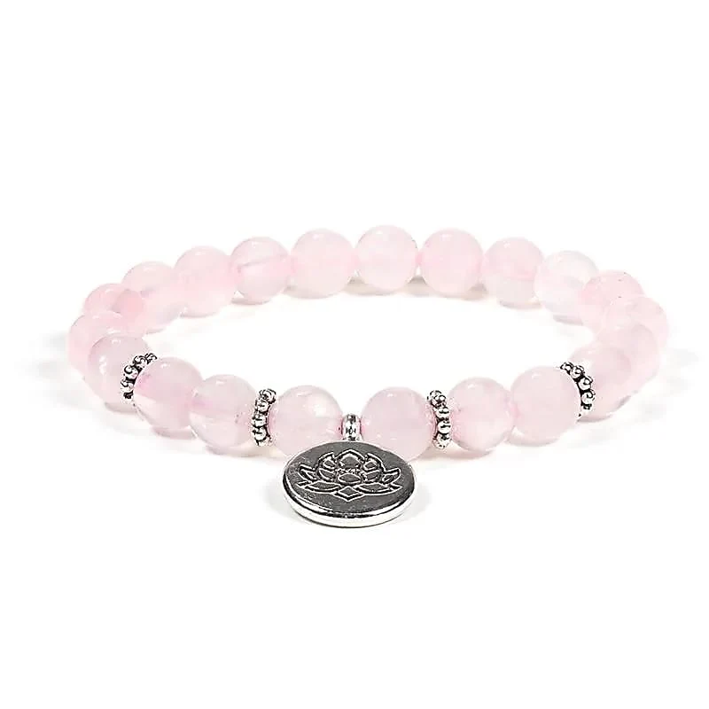 Armband 8mm Rosenkvarts & Lotus