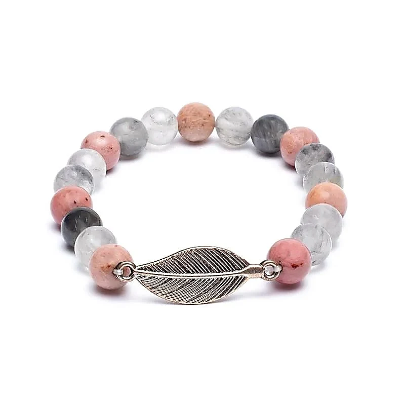 Armband 8mm Rodonit-Grå kvarts