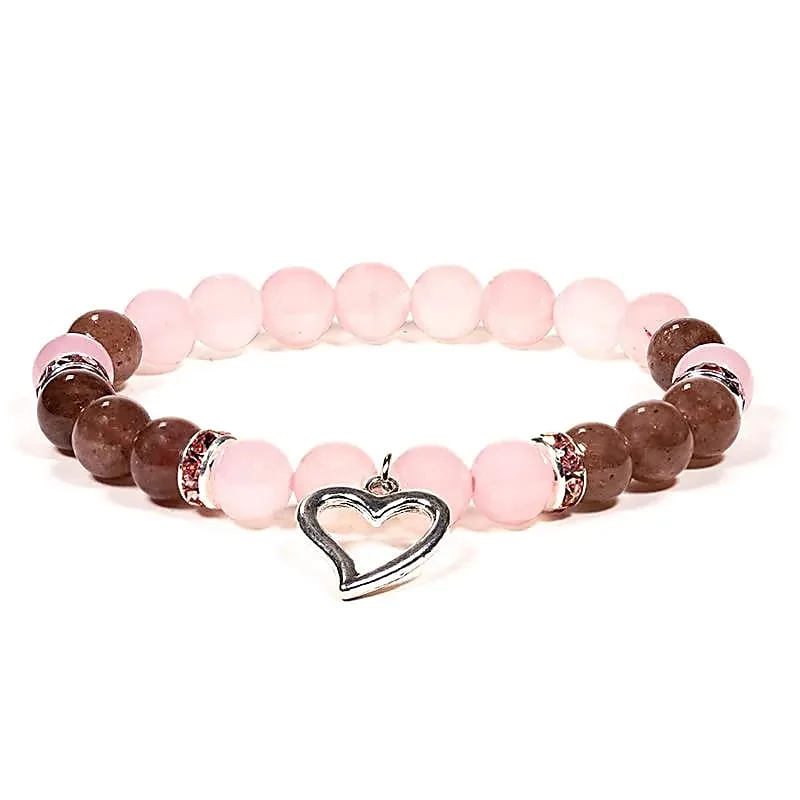 Armband 8mm Ros- och Jordgubbskvarts
