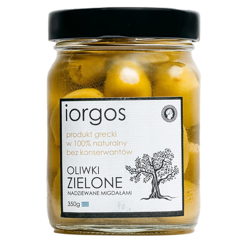 PREMIUM grüne Oliven - mit IORGOS Mandeln, 350g