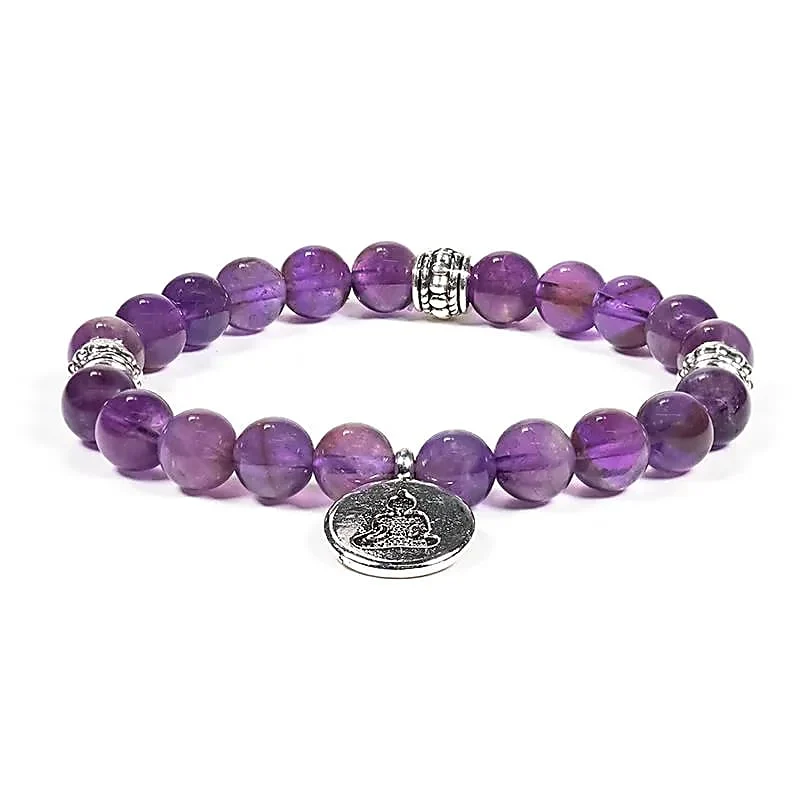 Armband 8mm Ametist & Buddha