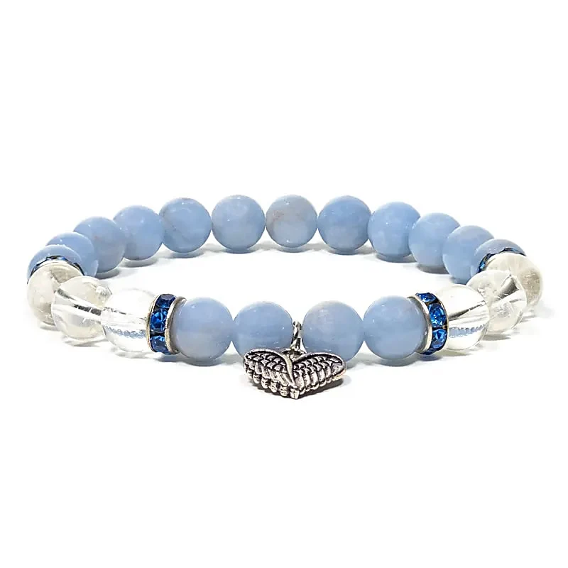 Armband 8mm Angelit & Kvarts