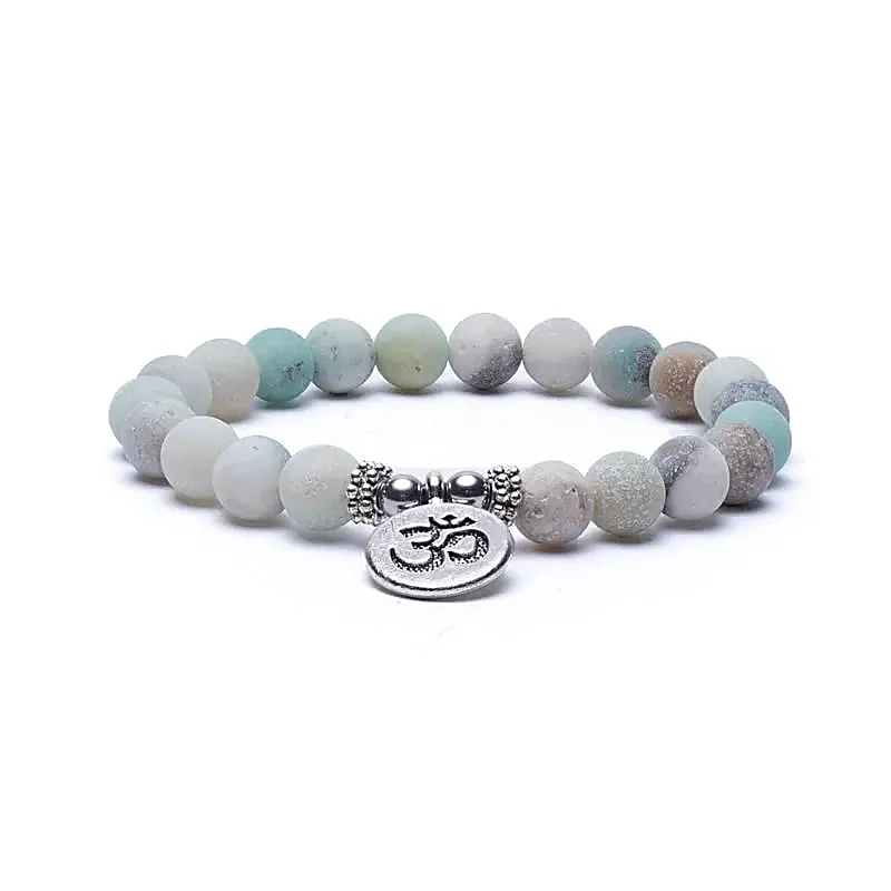 Armband 8mm Amazonit & Ohm