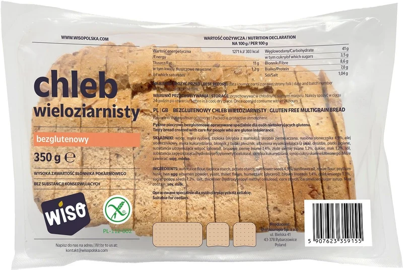 Glutenfreies geschnittenes Mehrkornbrot 350 g - WISO