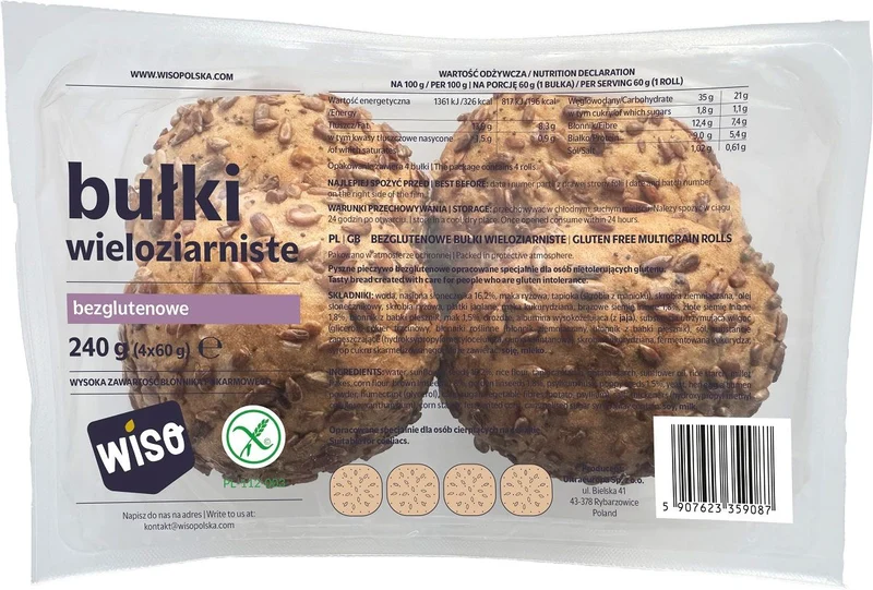 glutenfreie Mehrkorn KAJZERKI Brötchen (4 Stück) 240 g - WISO
