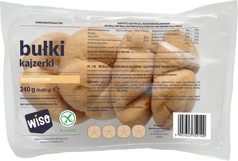 Glutenfreie Kaiserbrötchen (4 Stück) 240 g - WISO