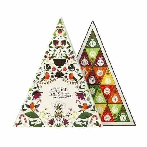 Adventskalender Tee-Set dreieckig weiß 25 Pyramiden BIO 50g