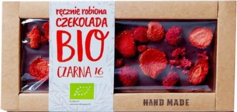 DESSERTSCHOKOLADE MIT TRUSKAWKAMI I MALINEN BIO 53 g - STAROPOLSKA CUKIERNIA DATE: 12.2025