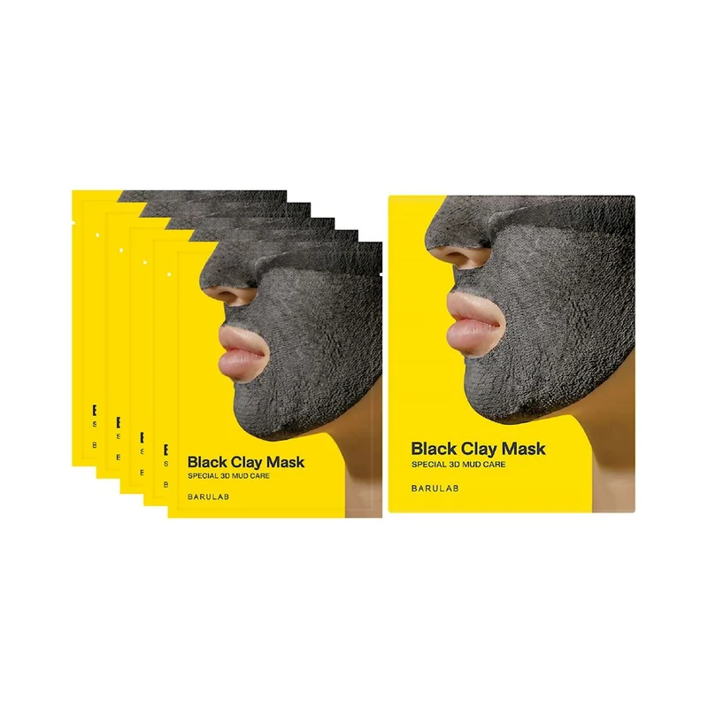 KOREANISCHE GESICHTSMASKEN IN BLATT SCHWARZEM TON 5 STÜCK - BARULAB
