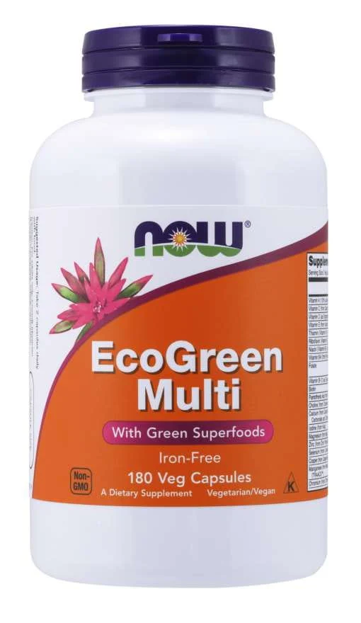EcoGreen Multi-Set mit Vitaminen und Mineralien ohne Eisen 180 Kapseln Now Foods