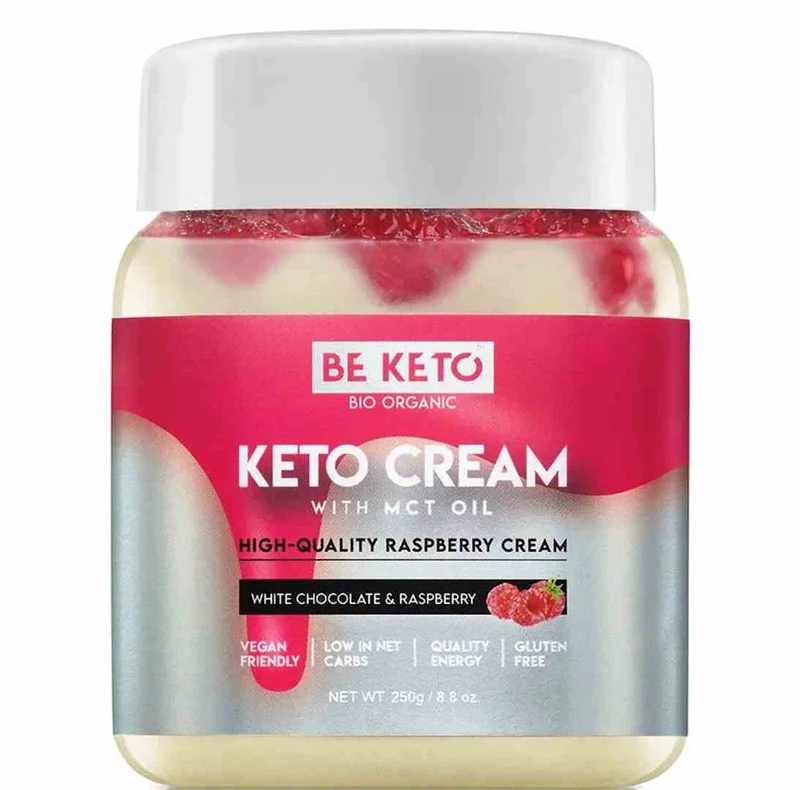 BeKeto Keto Creme mit weißer Schokolade und Himbeergeschmack 250g