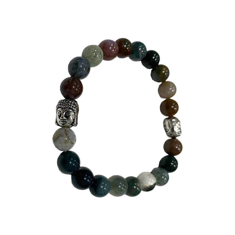 Armband 8mm Indisk Agat - Buddha