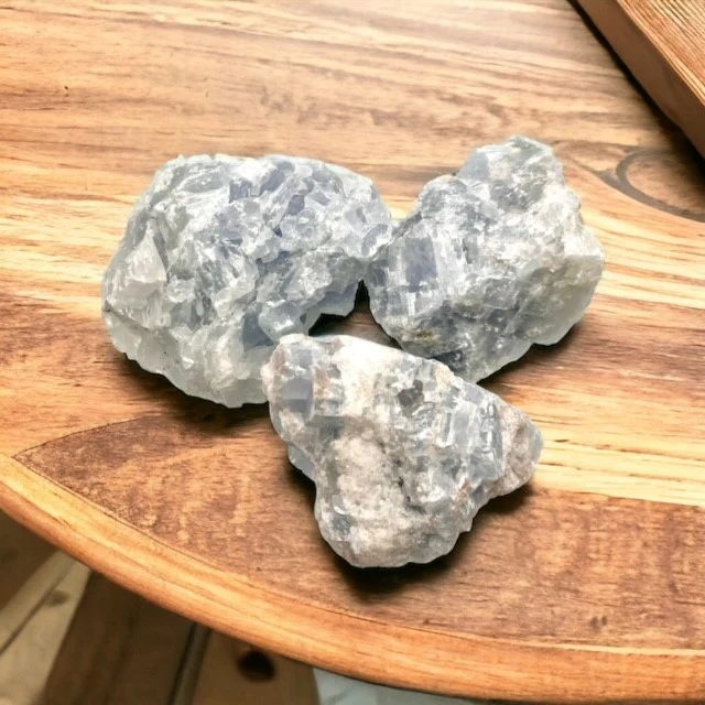 Råsten stor blå kalcit 8-10 cm