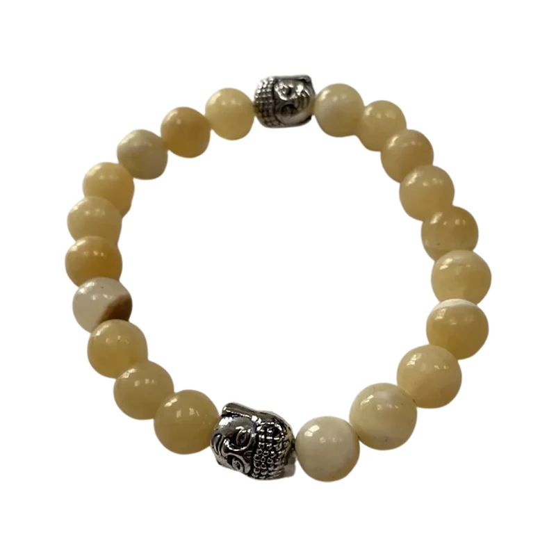 Rannekoru 8mm Keltainen kalsiitti Buddha