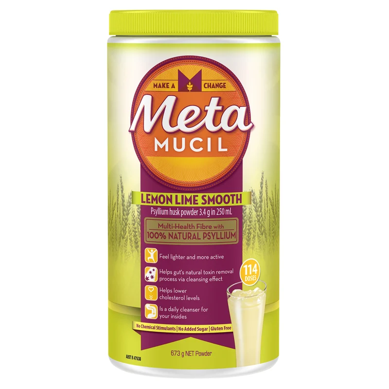Metamucil Multi-Health Fibre with 100% Psyllium Natural Psyllium Lemon Lime Smooth 114D 673g