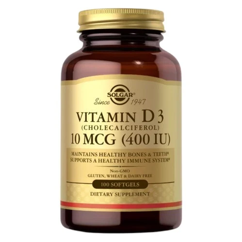 SOLGAR Vitamin D3 (Cholecalciferol) 10 mcg (400 IU) (100 Kapseln).