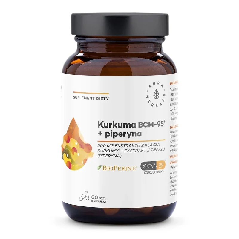 AURA HERBALS Kurkuma 500 mg BCM-95® + Piperin (60 Kapseln).