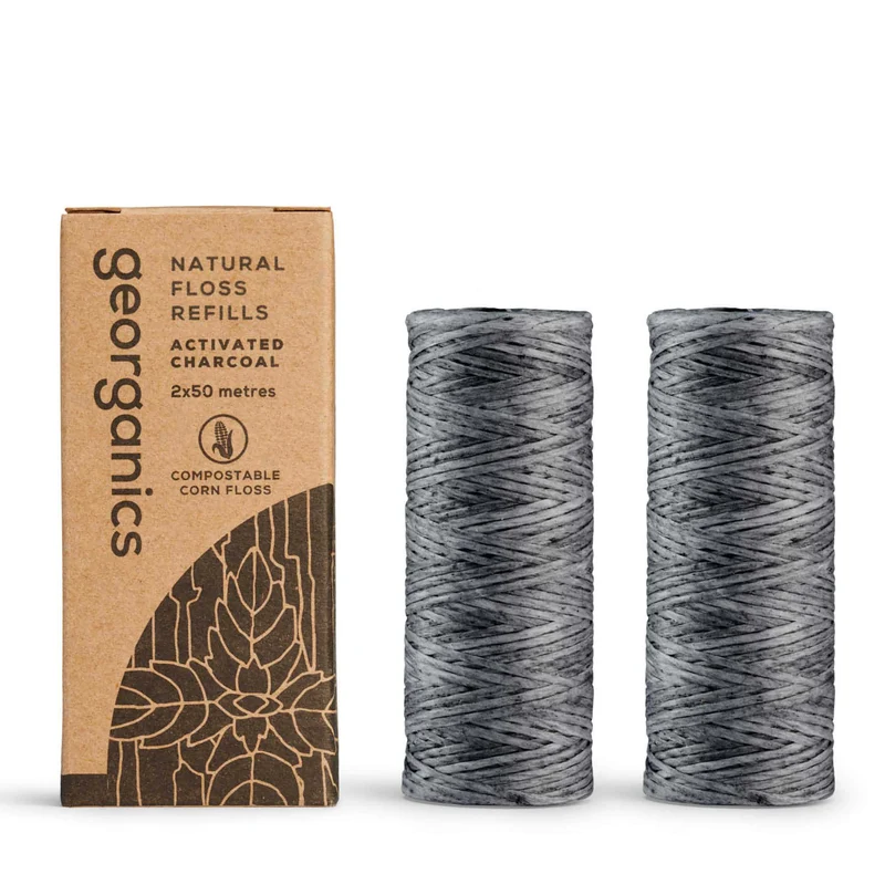 Aktivt kol tandtråd refill 2x50m