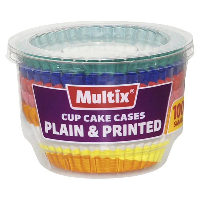 Multix Cup Cake Cases Plain & Printed Small 100 pack