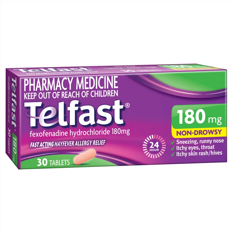 TELFAST Fast Acting Non Drowsy Hayfever Tablets 180mg 30s