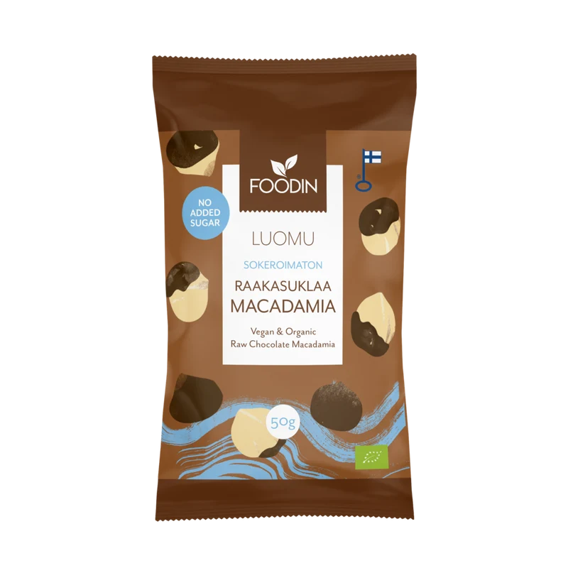Foodin - Raw choklad macadamia osötad (L) 50g