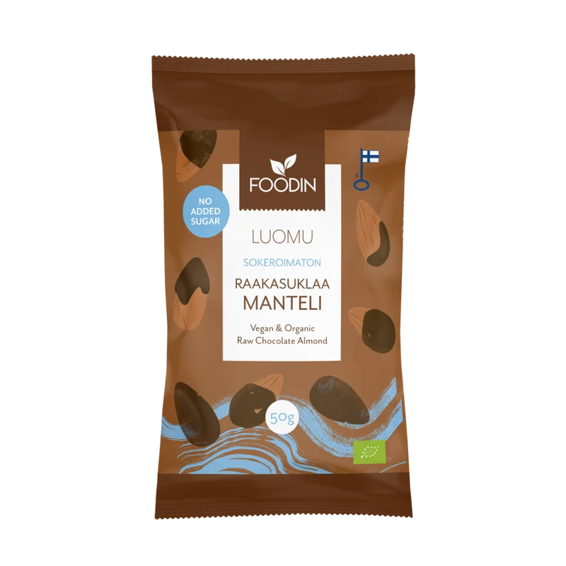 Foodin - Råchokladmandel, Osockrad (L) 50g