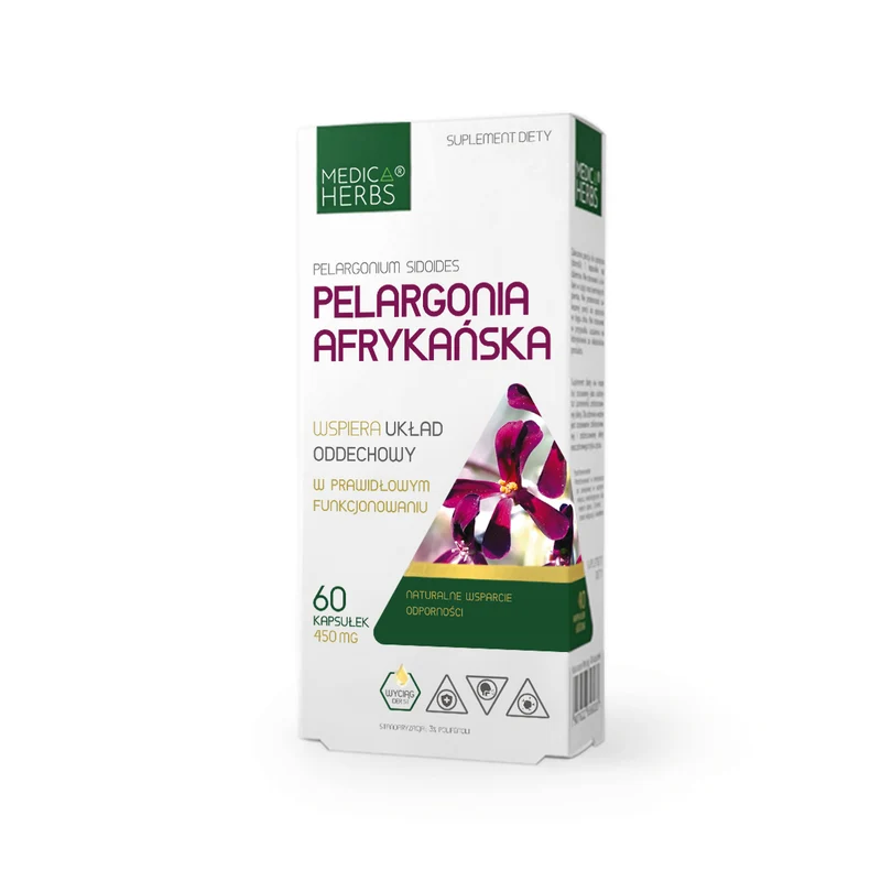 MEDICA HERBS Afrikanischer Pelargonium 450mg, 60 Kapseln.