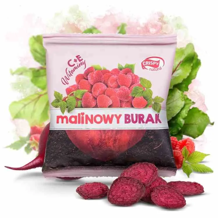 Crispy Natural Getrocknete Rote Bete mit Himbeersaft und Vitaminen Scheiben 18 g