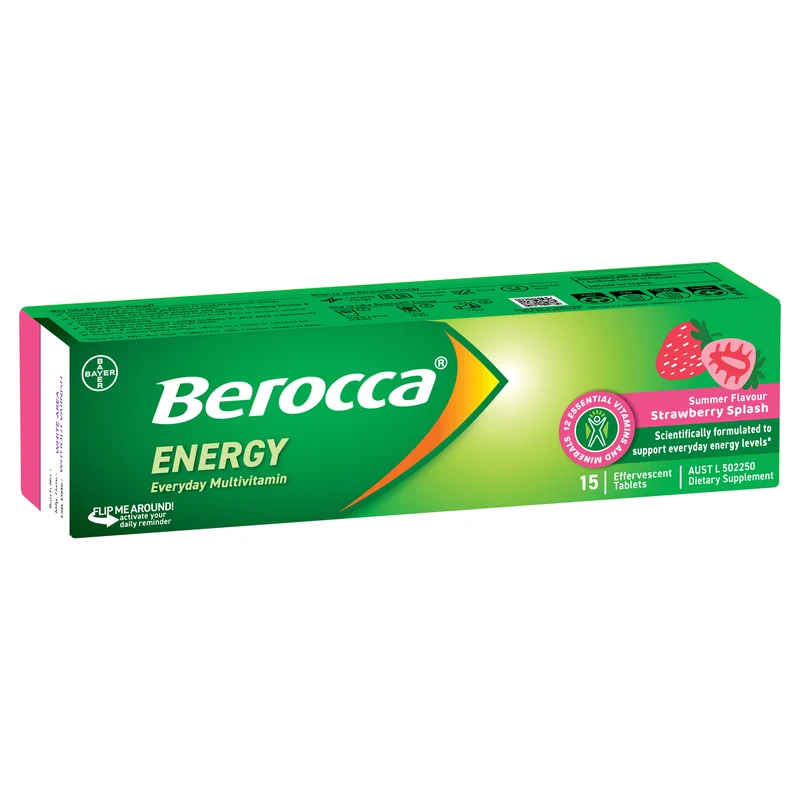 Berocca Energy Strawberry Effervescent Tabs 15s