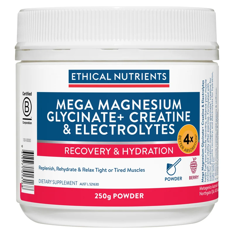 Ethical Nutrients Mega Magnesium Glycinate + Creatine & Electrolytes 250g