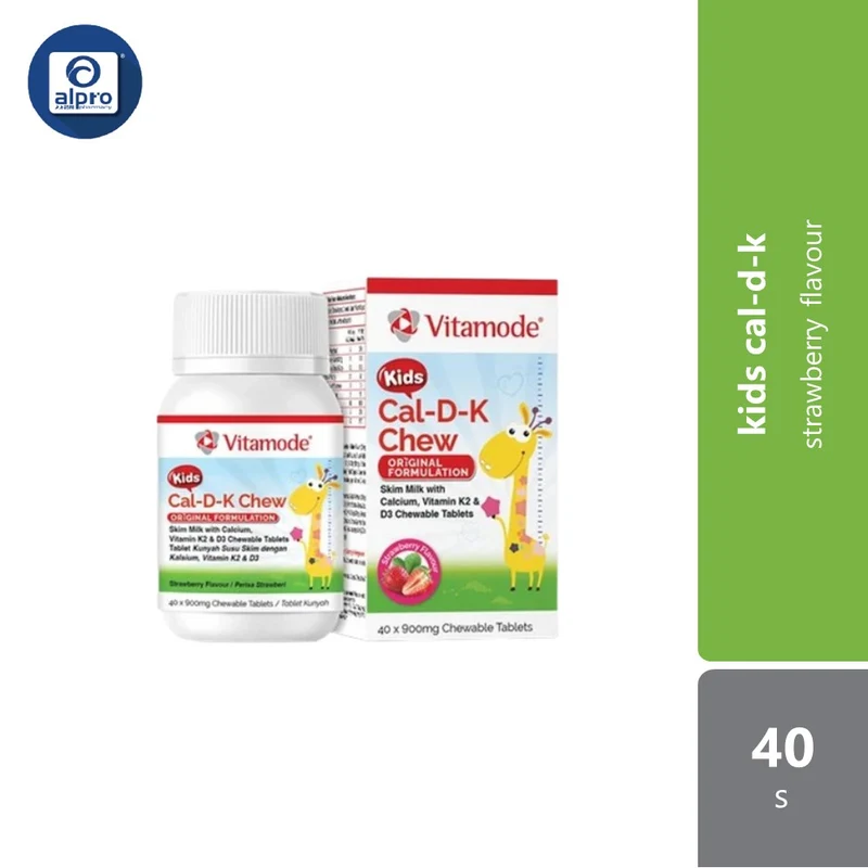 Vitamode Kids Cal-D-K Chew Strawberry 40s | Daily Supplement