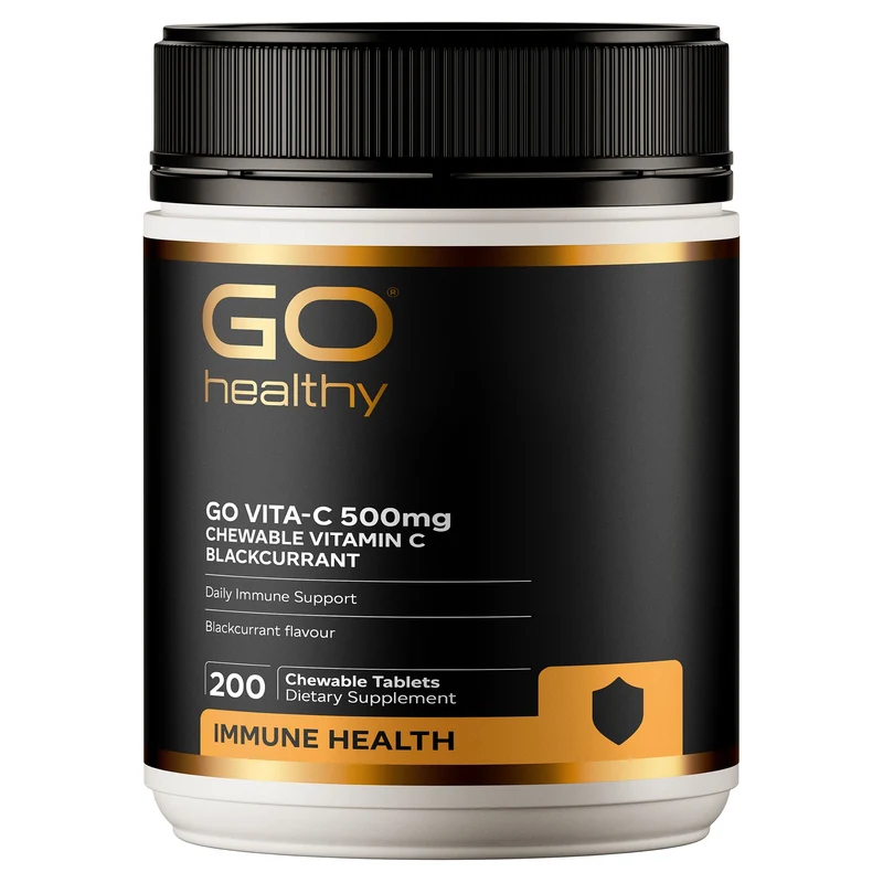 GO Healthy GO Vita-C 500mg Chewable Vitamin C Tablets (NZ Blackcurrant)