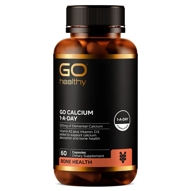 GO Healthy GO Calcium & Vitamin K2 Supplement 1-A-Day 60 Caps