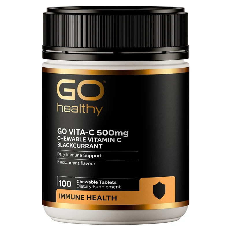 GO Healthy 500mg Chewable Vitamin C Tablets Blackcurrant Flavour 100s