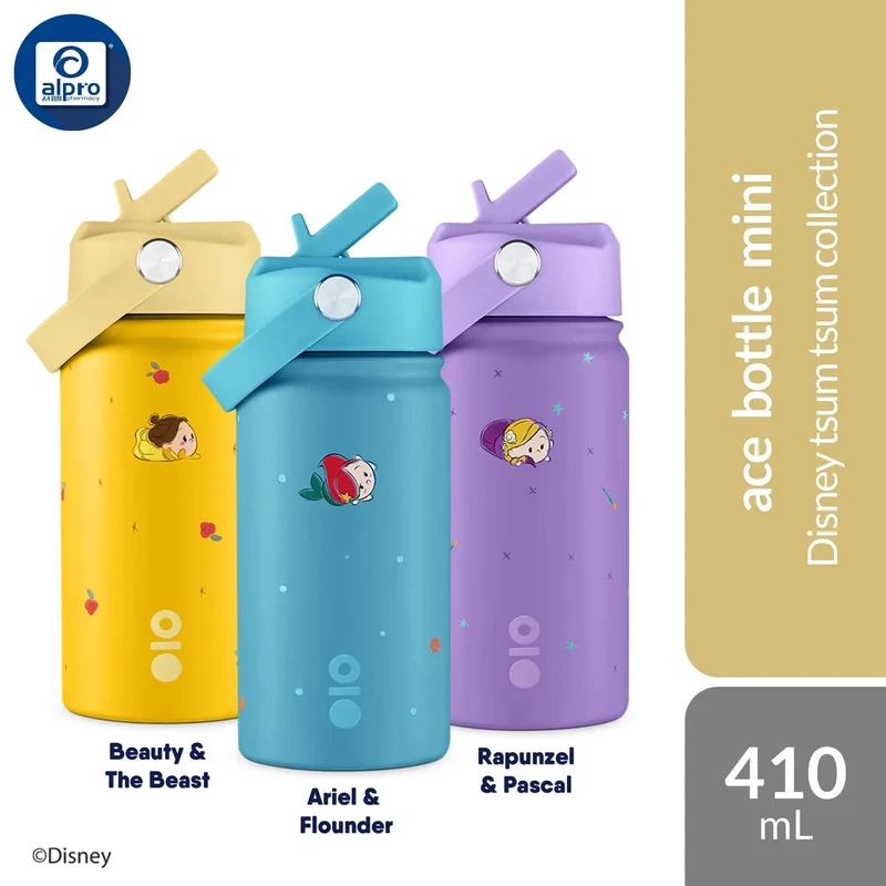Montigo Disney Tsum Tsum Collection (Beauty & The Beast/ Ariel & Flounder/ Rapunzel & Pascal) Ace Bottle Mini 410mL