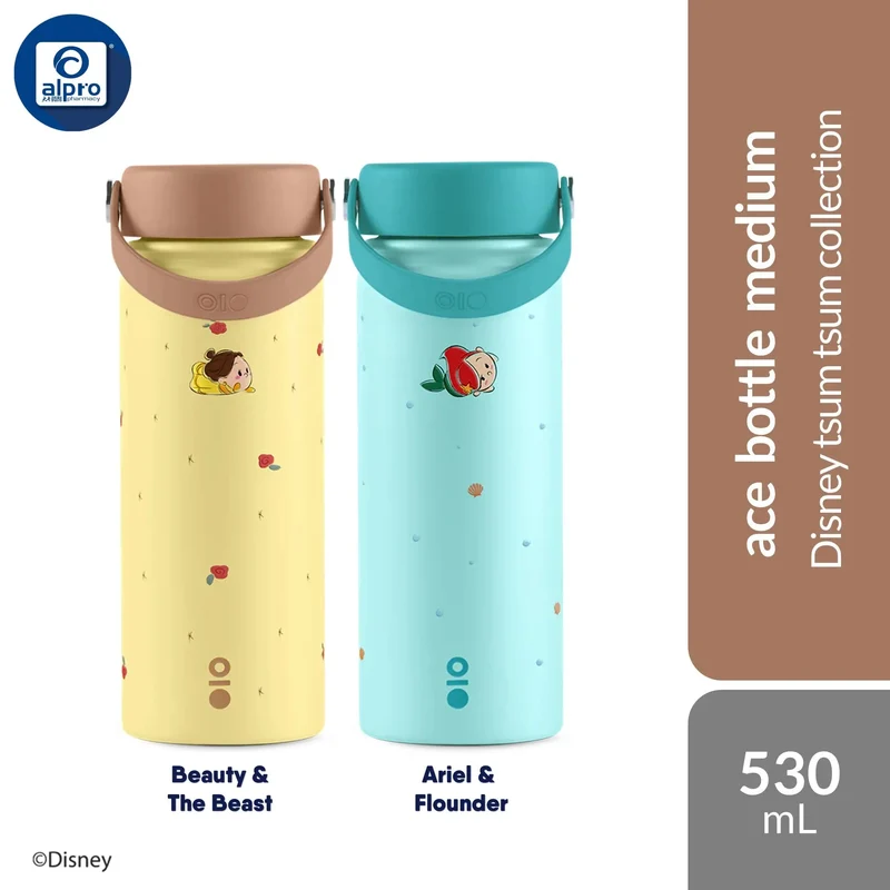 Montigo Disney Tsum Tsum Collection (Beauty & The Beast/ Ariel & Flounder) Ace Bottle Medium 530mL