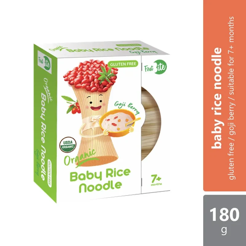 First Bite Organic Baby Rice Noodles (Goji Berry) 180g | Suitable For Age 7 Months Above
