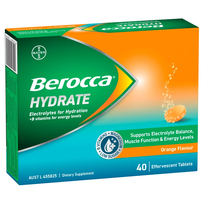 Berocca Hydrate Orange Effervescent Tablets 40s