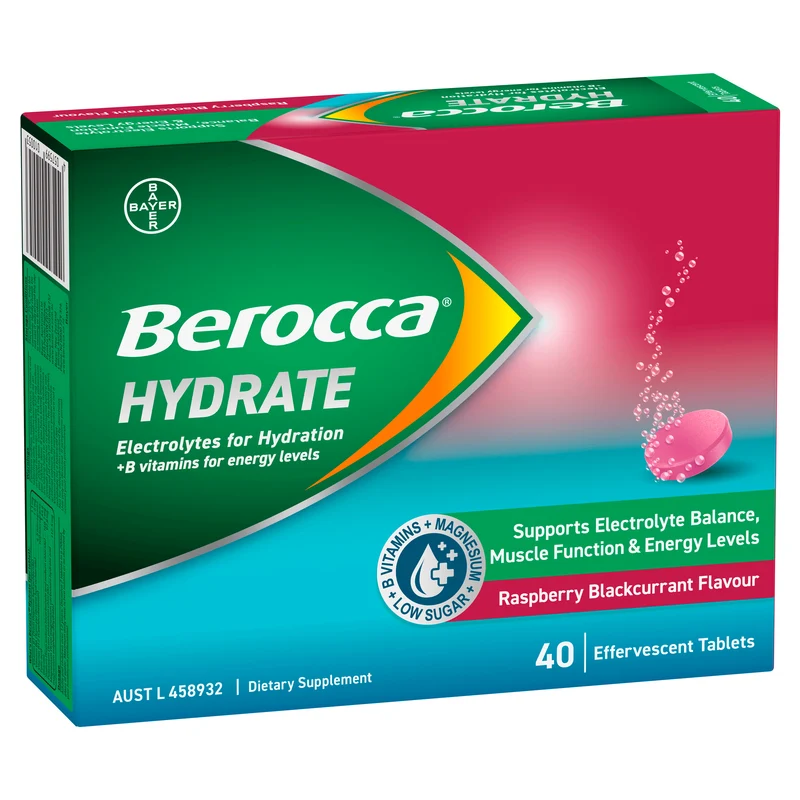 Berocca Hydrate Black Currant Effervescent Tablets 40s