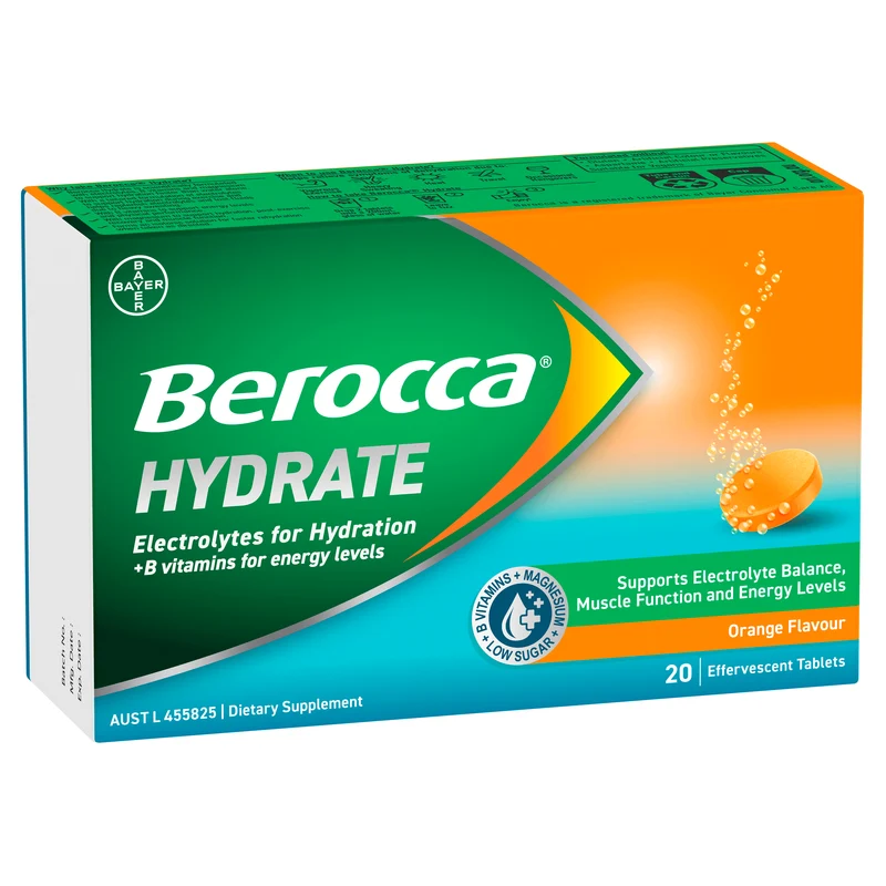 Berocca Hydrate Orange Effervescent Tablets 20s
