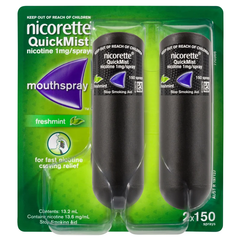 Nicorette QuickMist Mint Spray 150 mL x 2 Pack