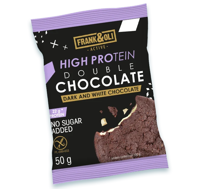 Frank&Oli High Protein Double Chocolate weiße und dunkle Schokolade 50g