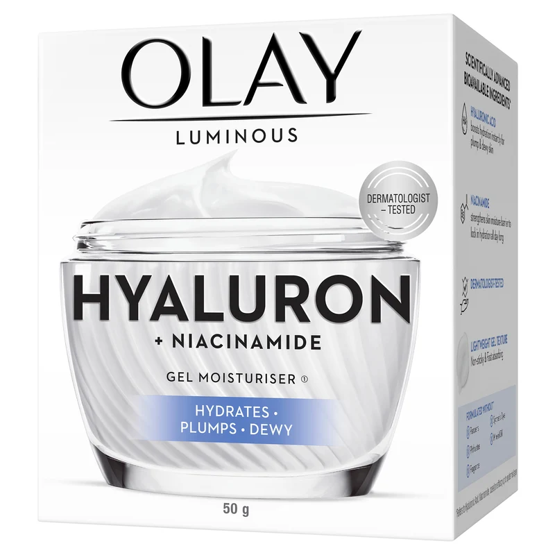 OLAY LUMINOUS HYALURON+ NIACINAMIDE GEL MOISTURISER 50G
